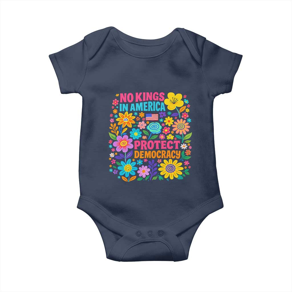 No Kings In America Protest Democraty Baby Onesie Floral Resist