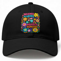 No Kings In America Protest Democraty Baseball Cap Floral Resist