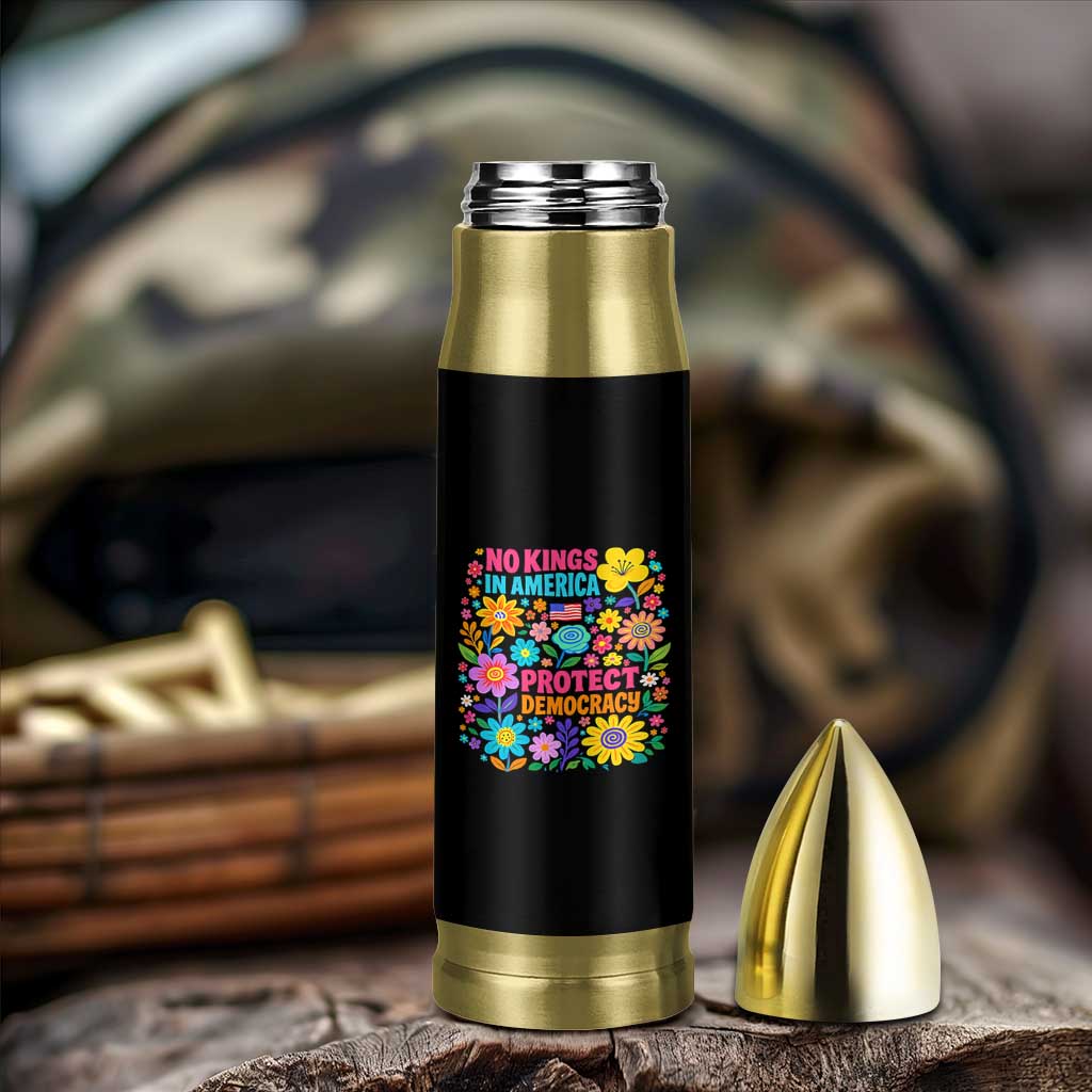 No Kings In America Protest Democraty Bullet Tumbler Floral Resist