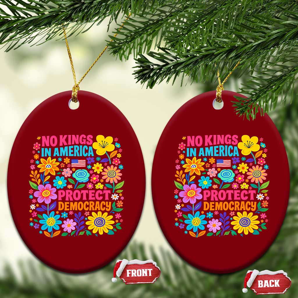 No Kings In America Protest Democraty Ceramic Ornament Floral Resist