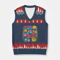 No Kings In America Protest Democraty V-Neck Knit Sweater Vest Floral Resist
