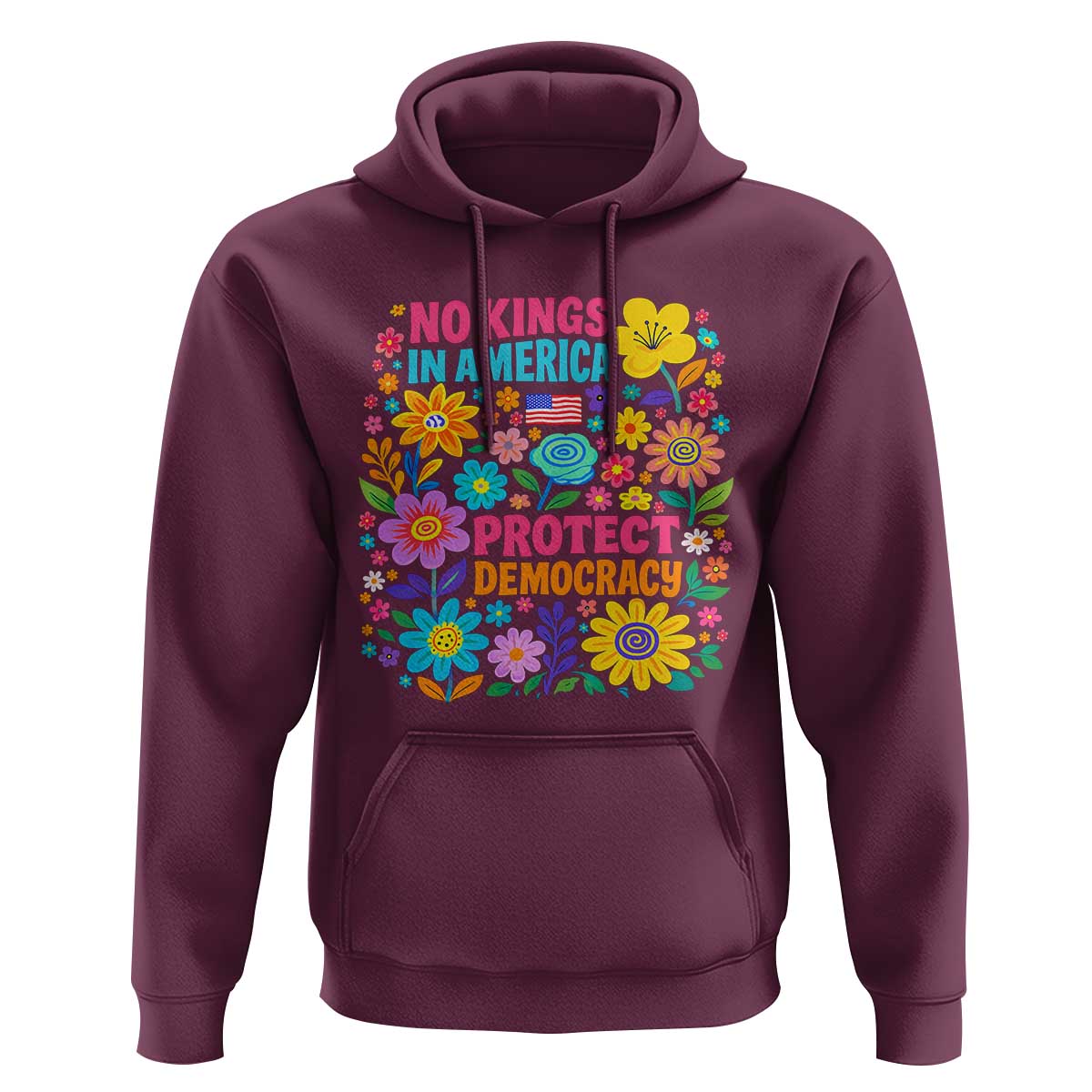 No Kings In America Protest Democraty Hoodie Floral Resist