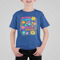 No Kings In America Protest Democraty T Shirt For Kid Floral Resist
