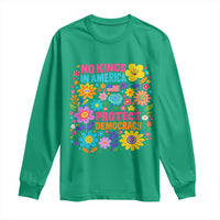 No Kings In America Protest Democraty Long Sleeve Shirt Floral Resist