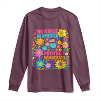 No Kings In America Protest Democraty Long Sleeve Shirt Floral Resist