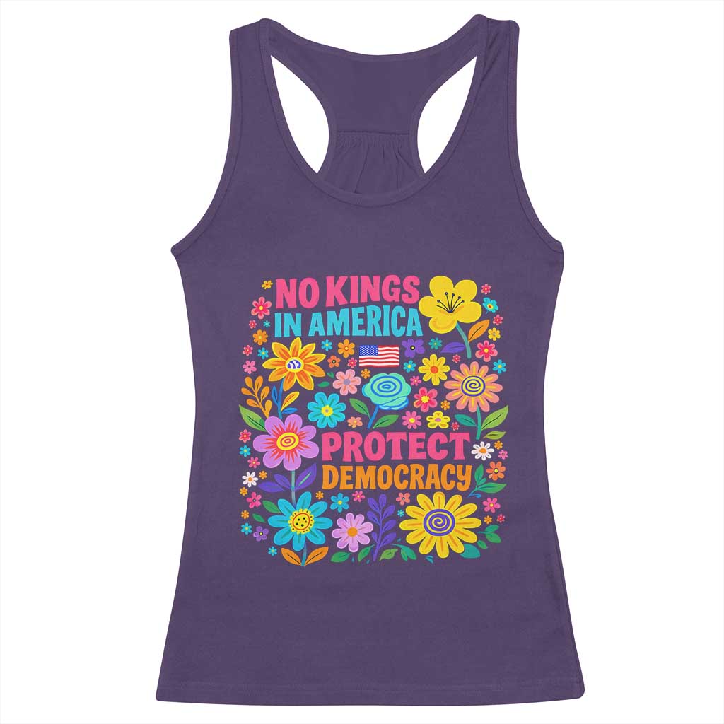 No Kings In America Protest Democraty Racerback Tank Top Floral Resist