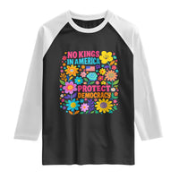 No Kings In America Protest Democraty Raglan Shirt Floral Resist
