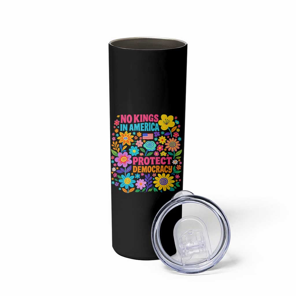 No Kings In America Protest Democraty Skinny Tumbler Floral Resist