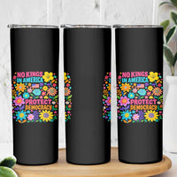 No Kings In America Protest Democraty Skinny Tumbler Floral Resist