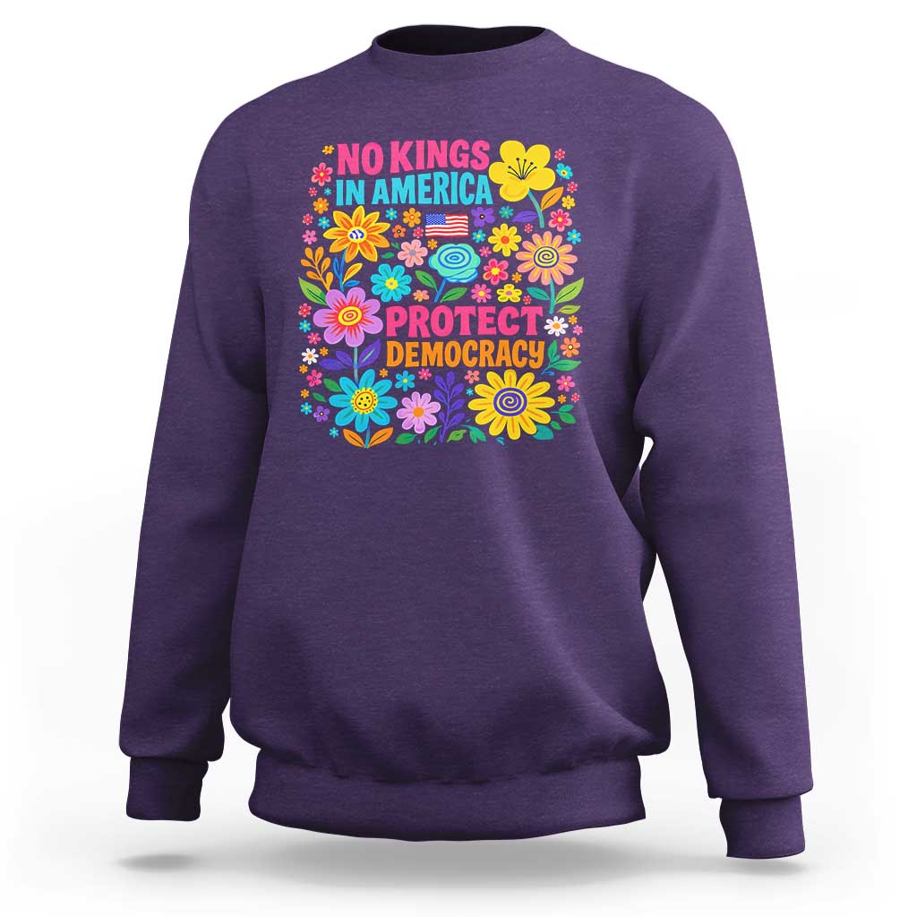 No Kings In America Protest Democraty Sweatshirt Floral Resist