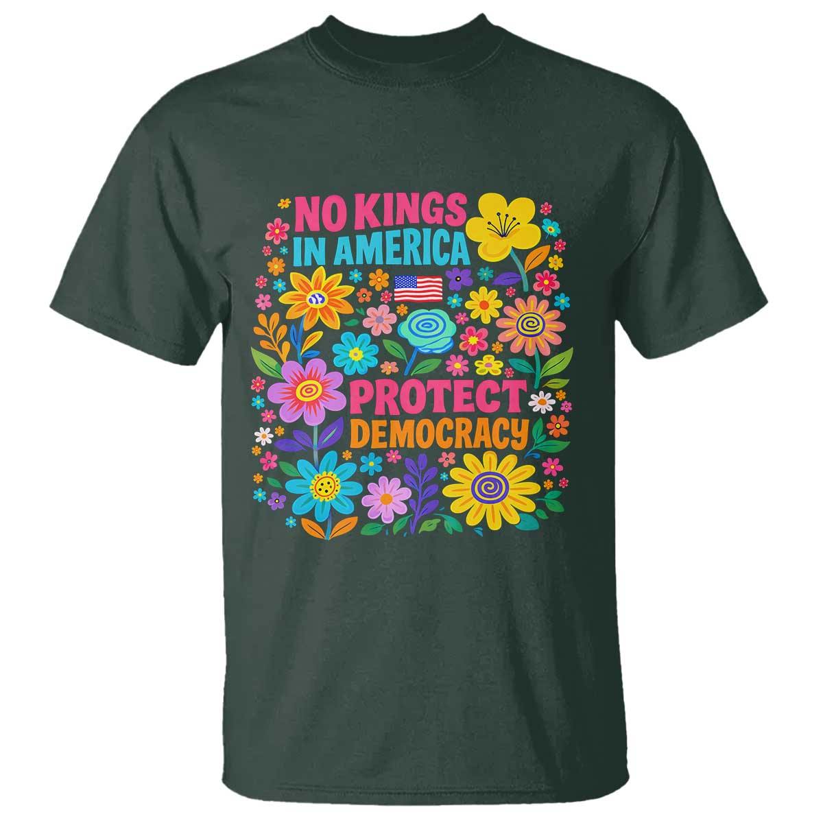 No Kings In America Protest Democraty T Shirt Floral Resist