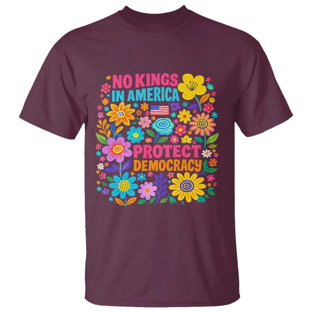No Kings In America Protest Democraty T Shirt Floral Resist