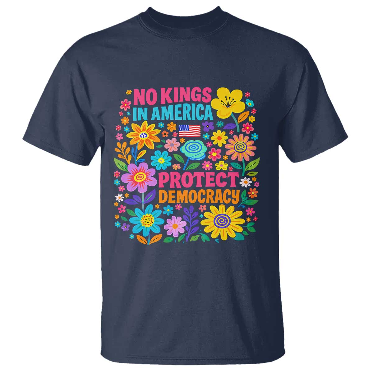 No Kings In America Protest Democraty T Shirt Floral Resist