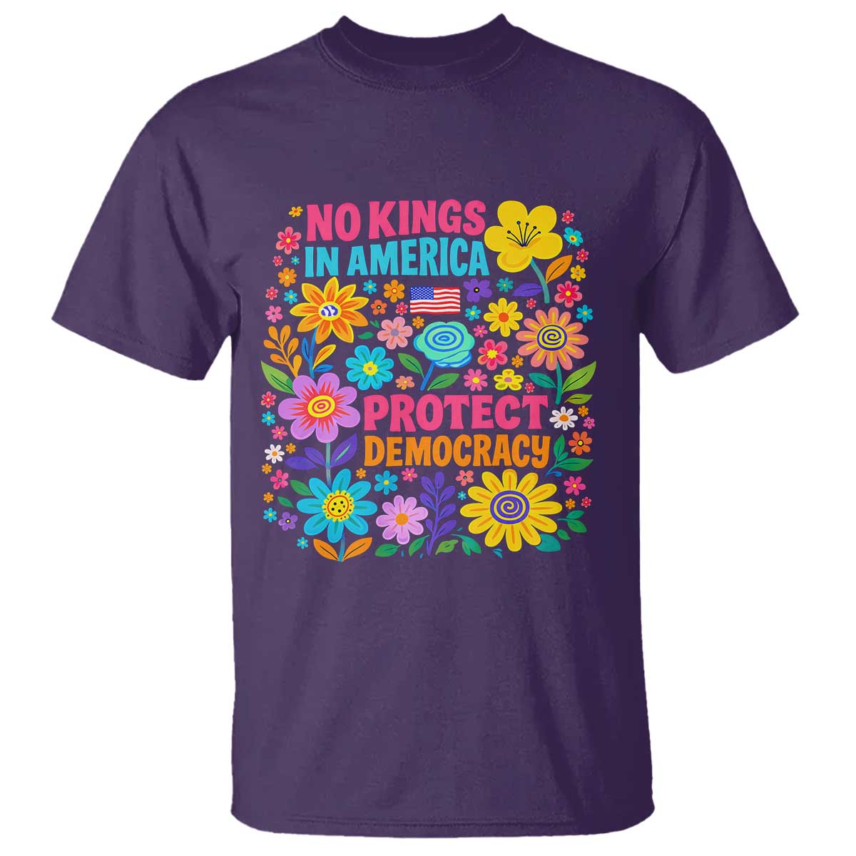 No Kings In America Protest Democraty T Shirt Floral Resist