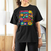 No Kings In America Protest Democraty T Shirt For Women Floral Resist