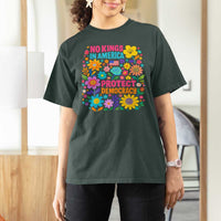 No Kings In America Protest Democraty T Shirt For Women Floral Resist