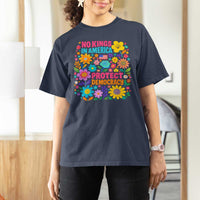 No Kings In America Protest Democraty T Shirt For Women Floral Resist