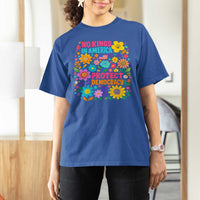 No Kings In America Protest Democraty T Shirt For Women Floral Resist