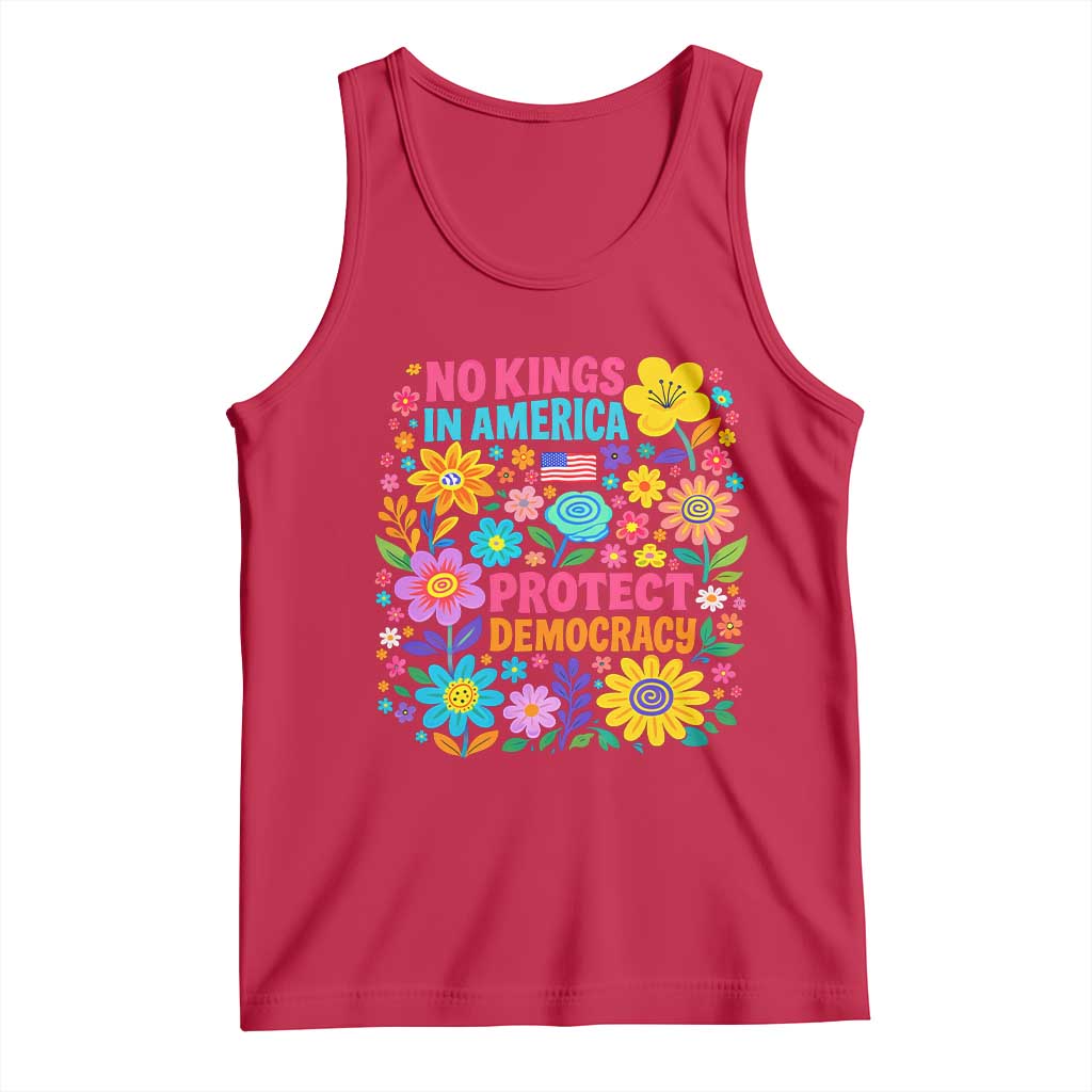No Kings In America Protest Democraty Tank Top Floral Resist