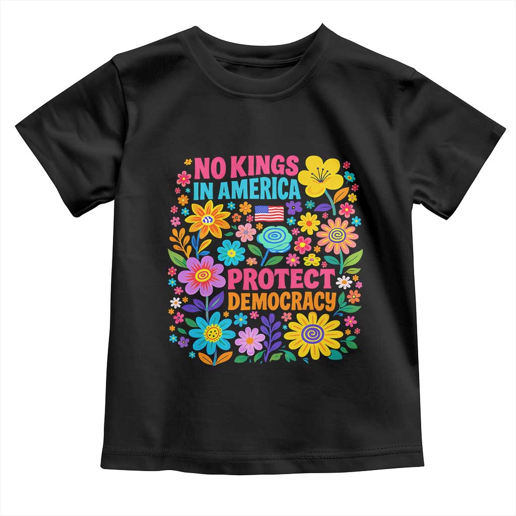 No Kings In America Protest Democraty Toddler T Shirt Floral Resist