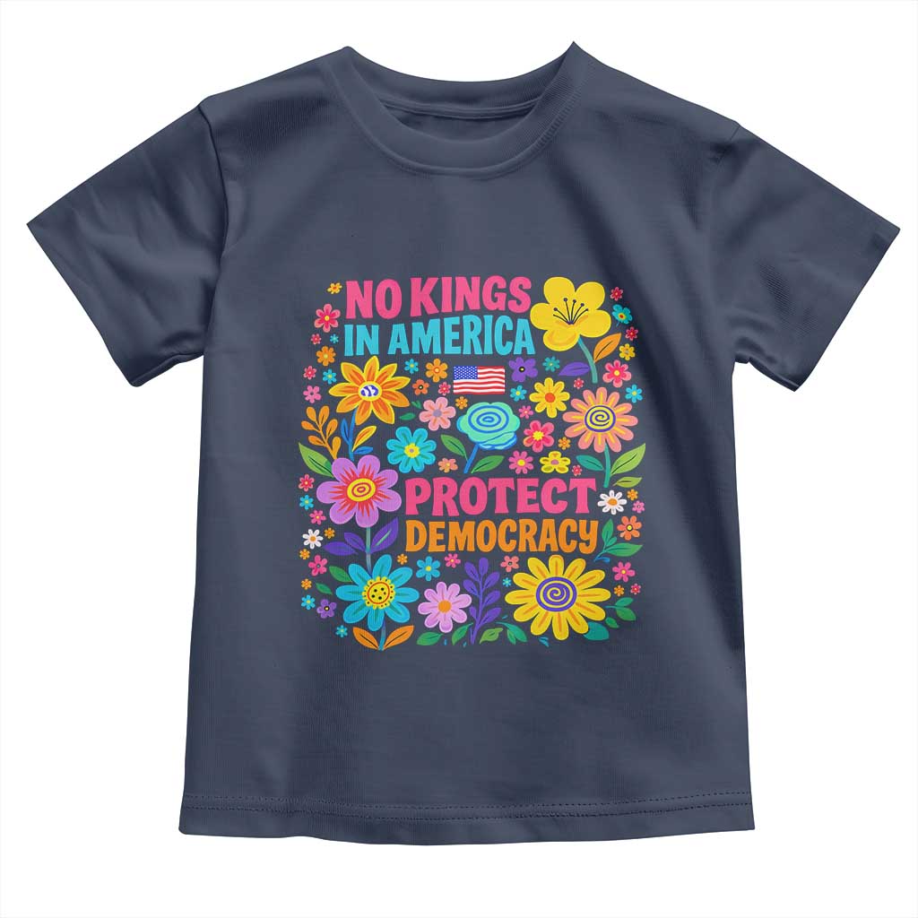 No Kings In America Protest Democraty Toddler T Shirt Floral Resist