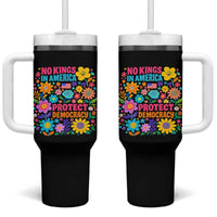 No Kings In America Protest Democraty Tumbler With Handle Floral Resist