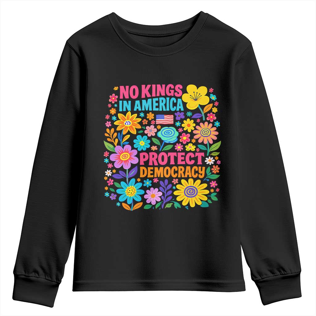 No Kings In America Protest Democraty Youth Sweatshirt Floral Resist