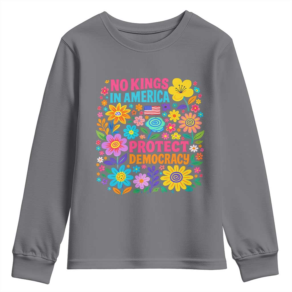 No Kings In America Protest Democraty Youth Sweatshirt Floral Resist