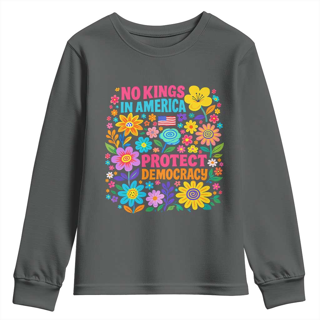 No Kings In America Protest Democraty Youth Sweatshirt Floral Resist