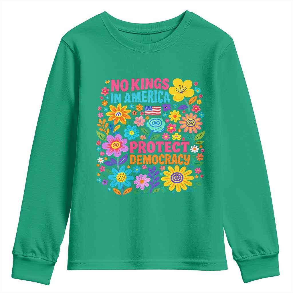 No Kings In America Protest Democraty Youth Sweatshirt Floral Resist