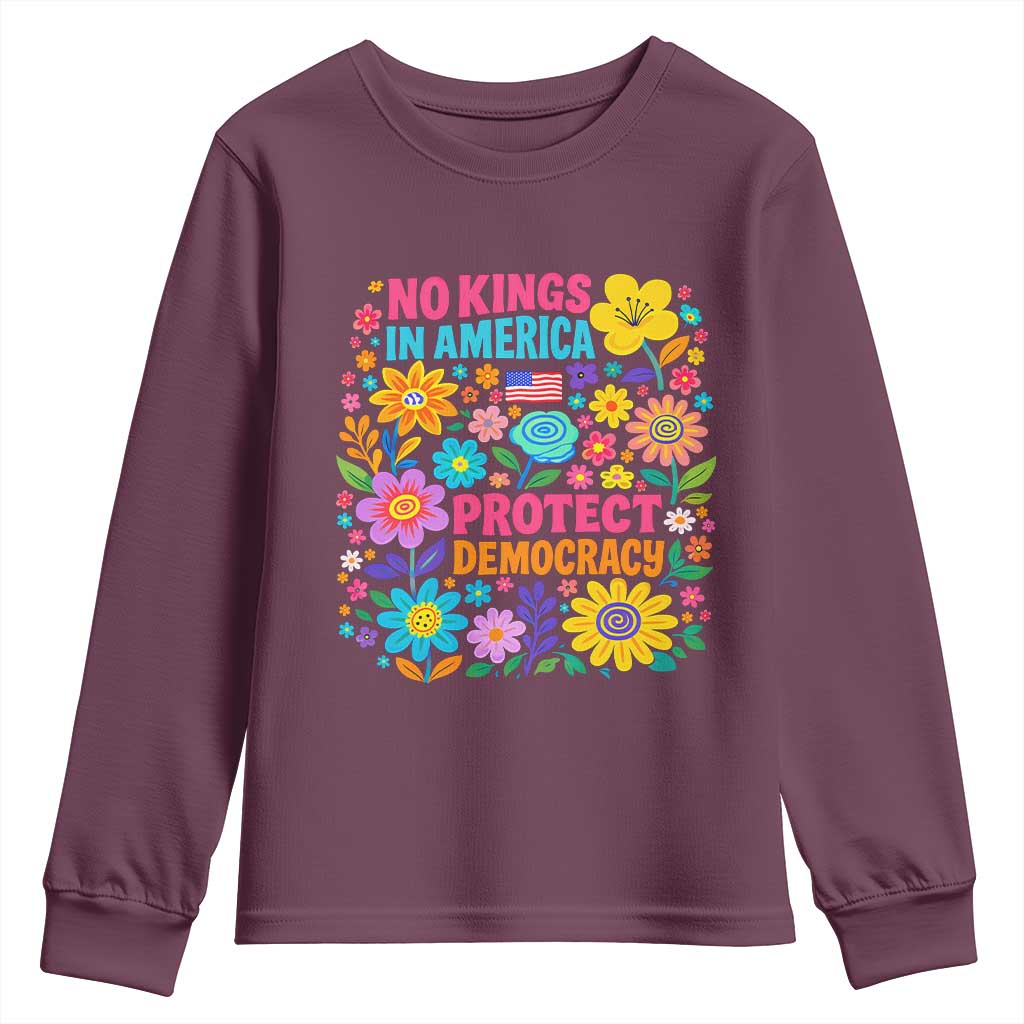 No Kings In America Protest Democraty Youth Sweatshirt Floral Resist