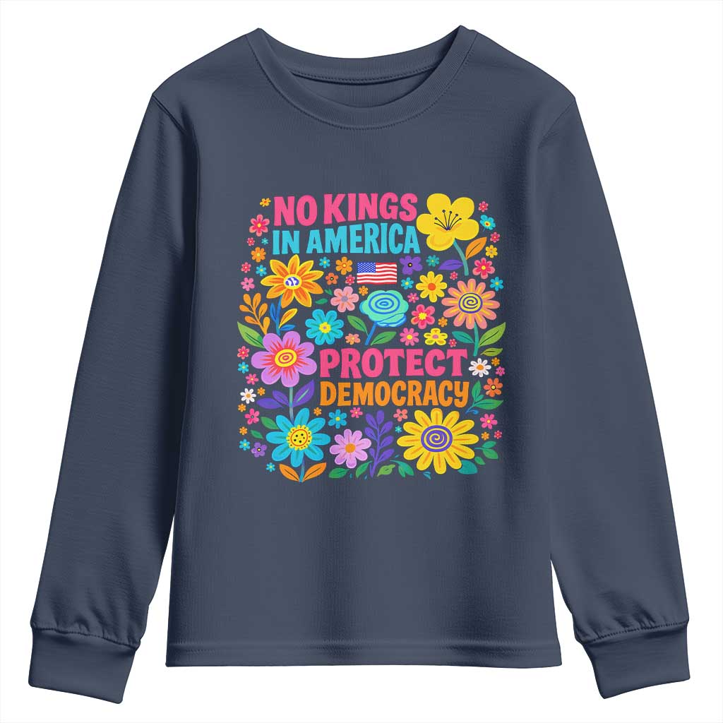 No Kings In America Protest Democraty Youth Sweatshirt Floral Resist