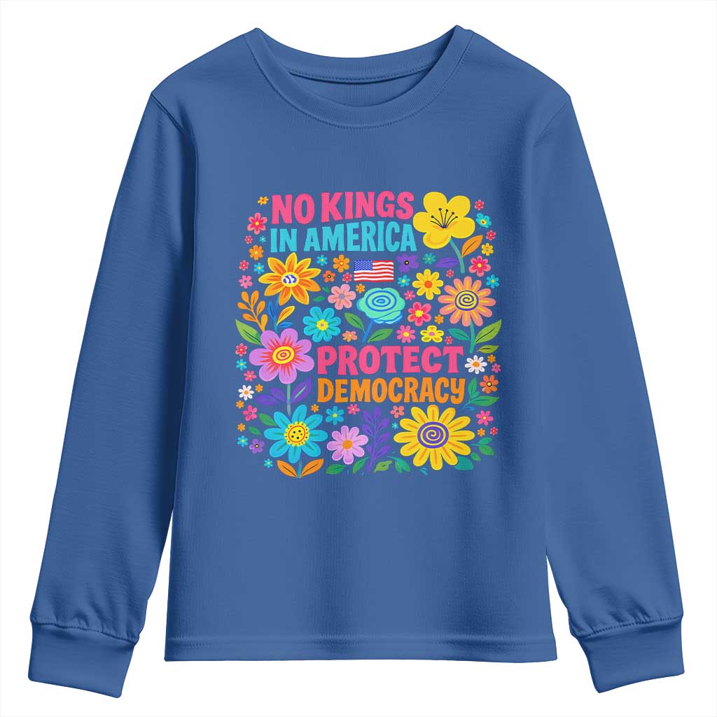 No Kings In America Protest Democraty Youth Sweatshirt Floral Resist