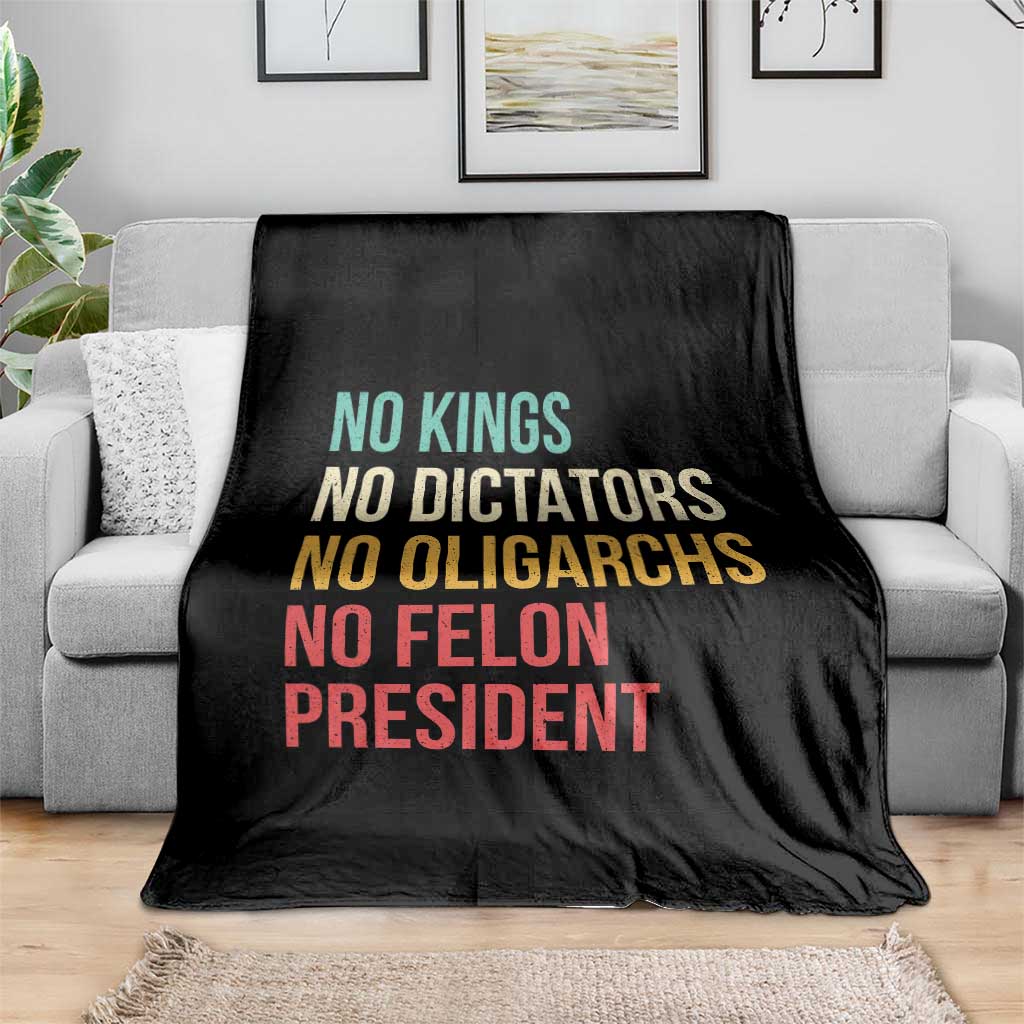 No Kings Throw Blanket Retro Resistance