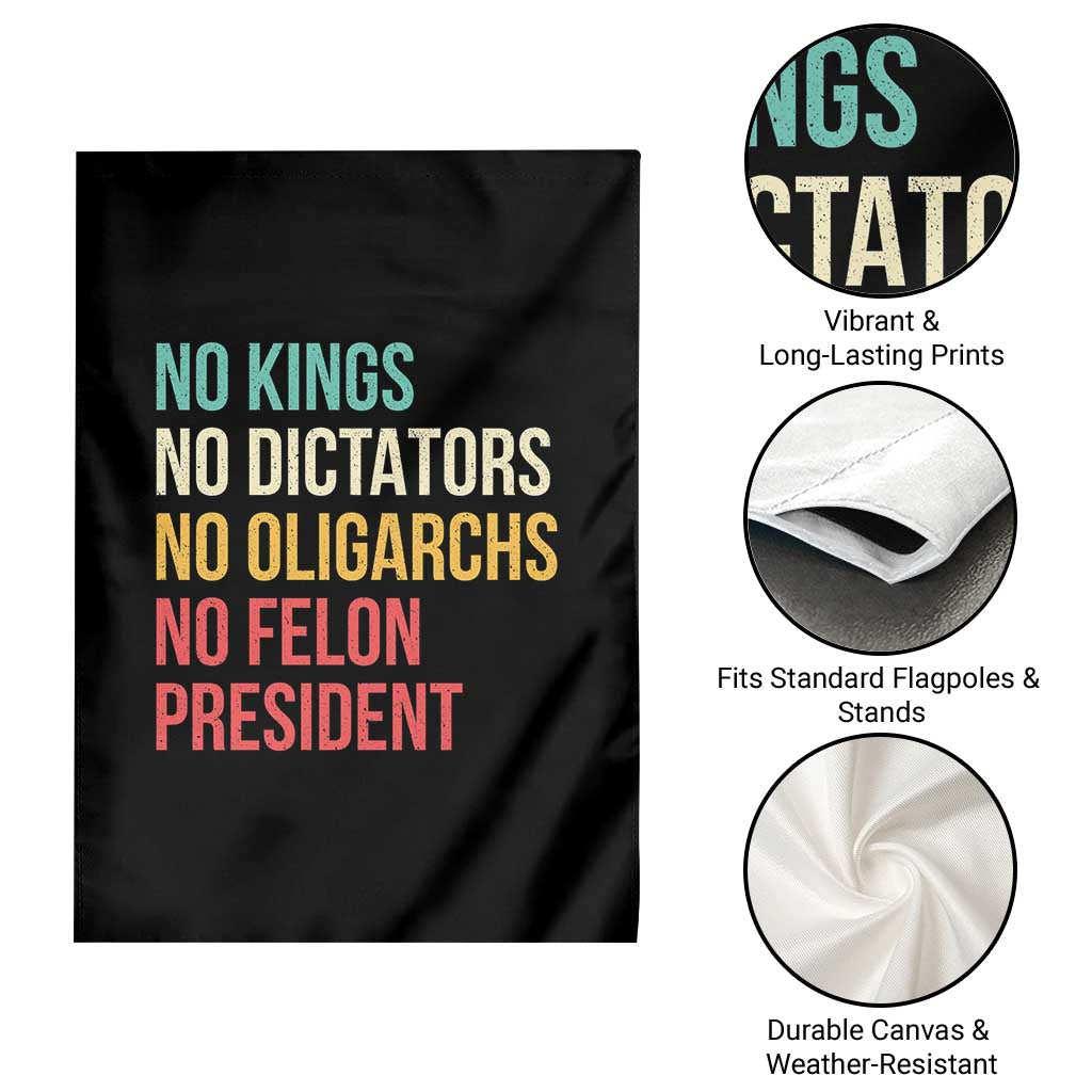 No Kings Garden Flag Retro Resistance