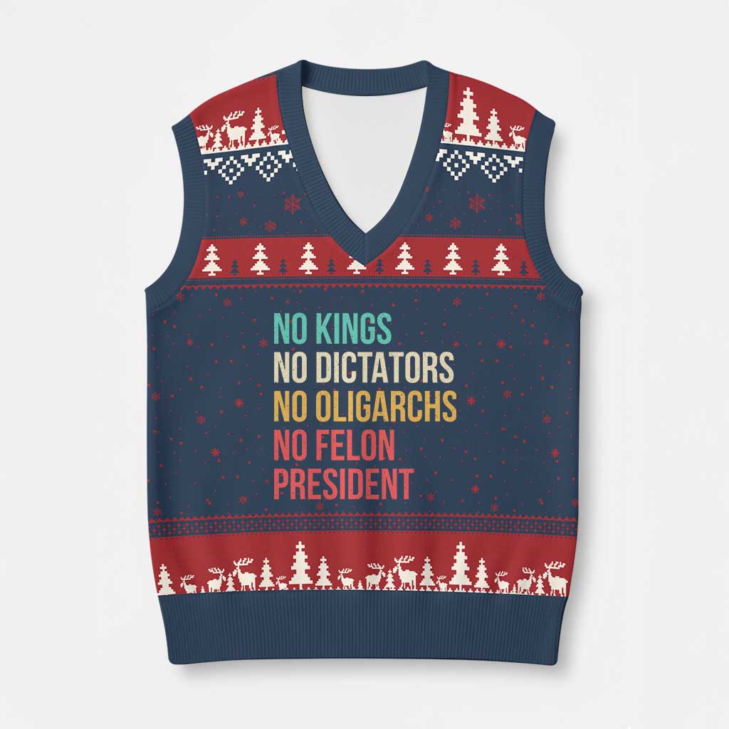 No Kings V-Neck Knit Sweater Vest Retro Resistance