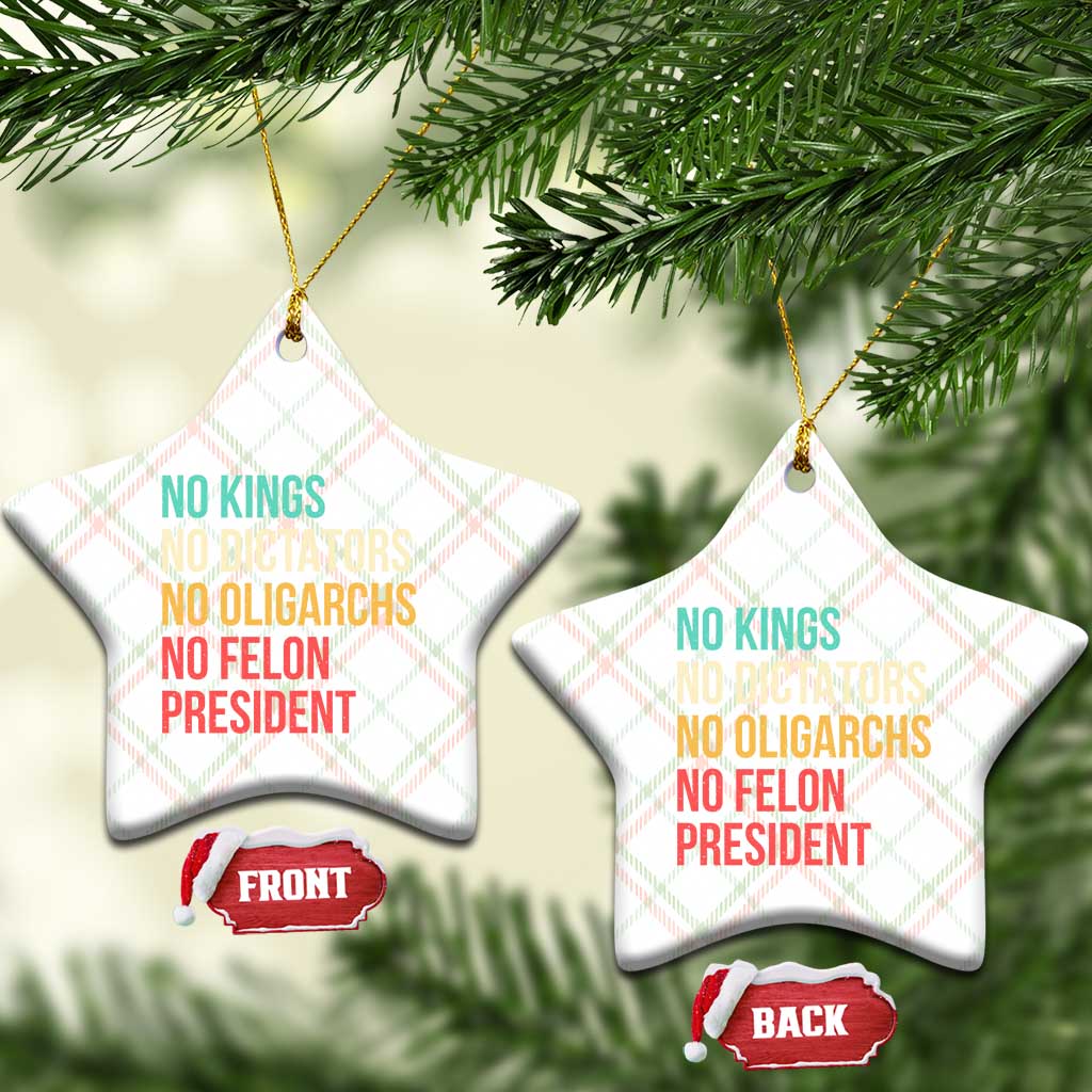No Kings Ceramic Ornament Retro Resistance