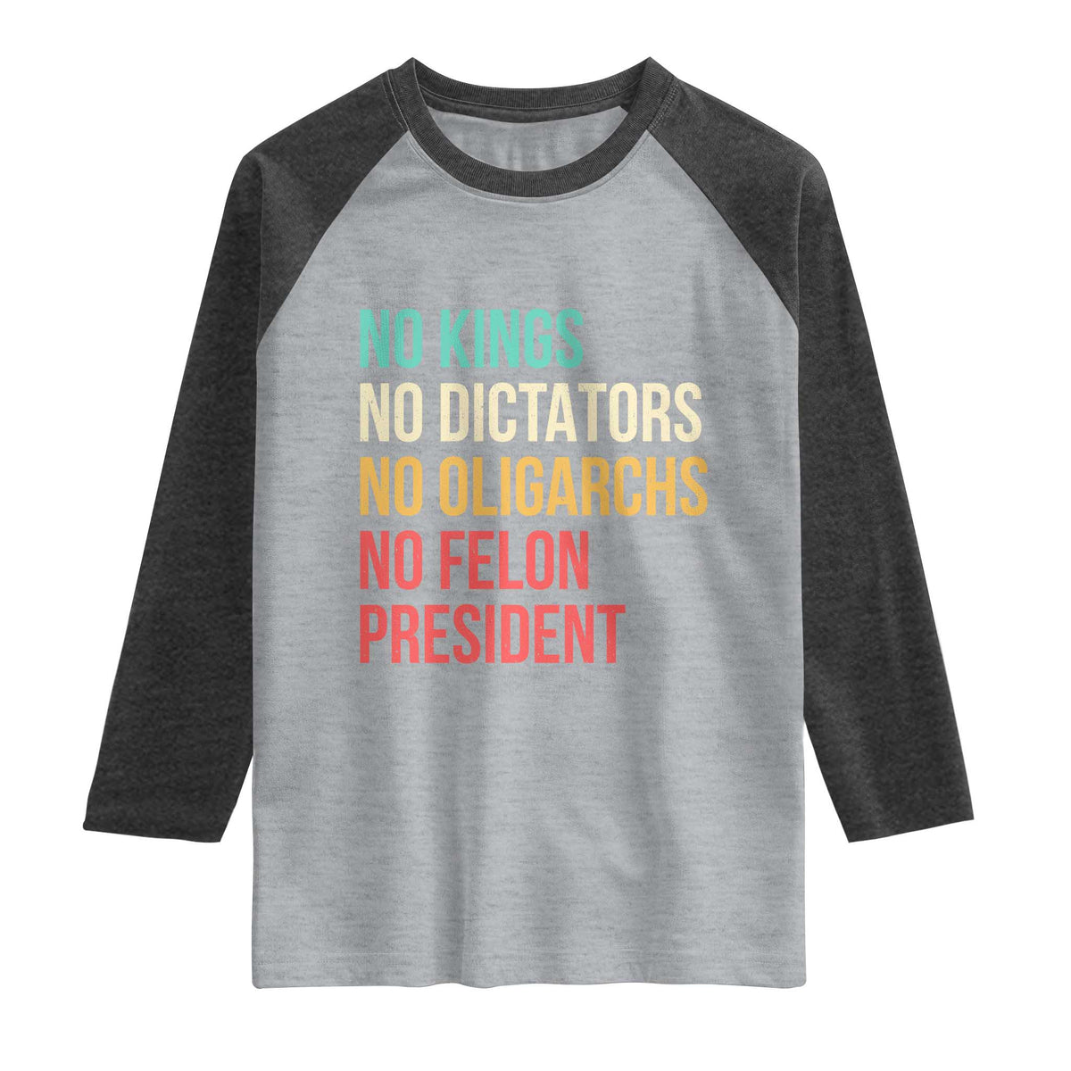 No Kings Raglan Shirt Retro Resistance