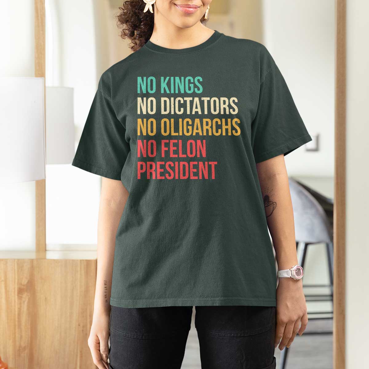 No Kings T Shirt For Women Retro Resistance