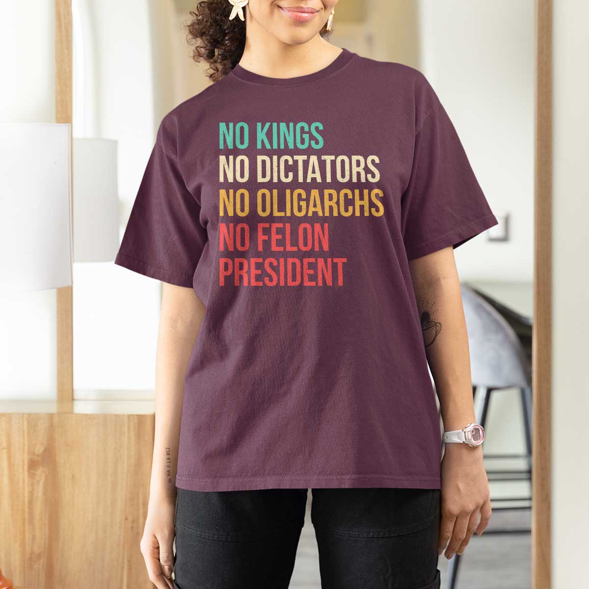 No Kings T Shirt For Women Retro Resistance