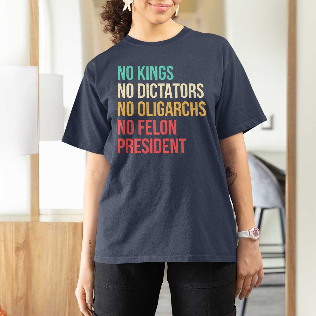 No Kings T Shirt For Women Retro Resistance