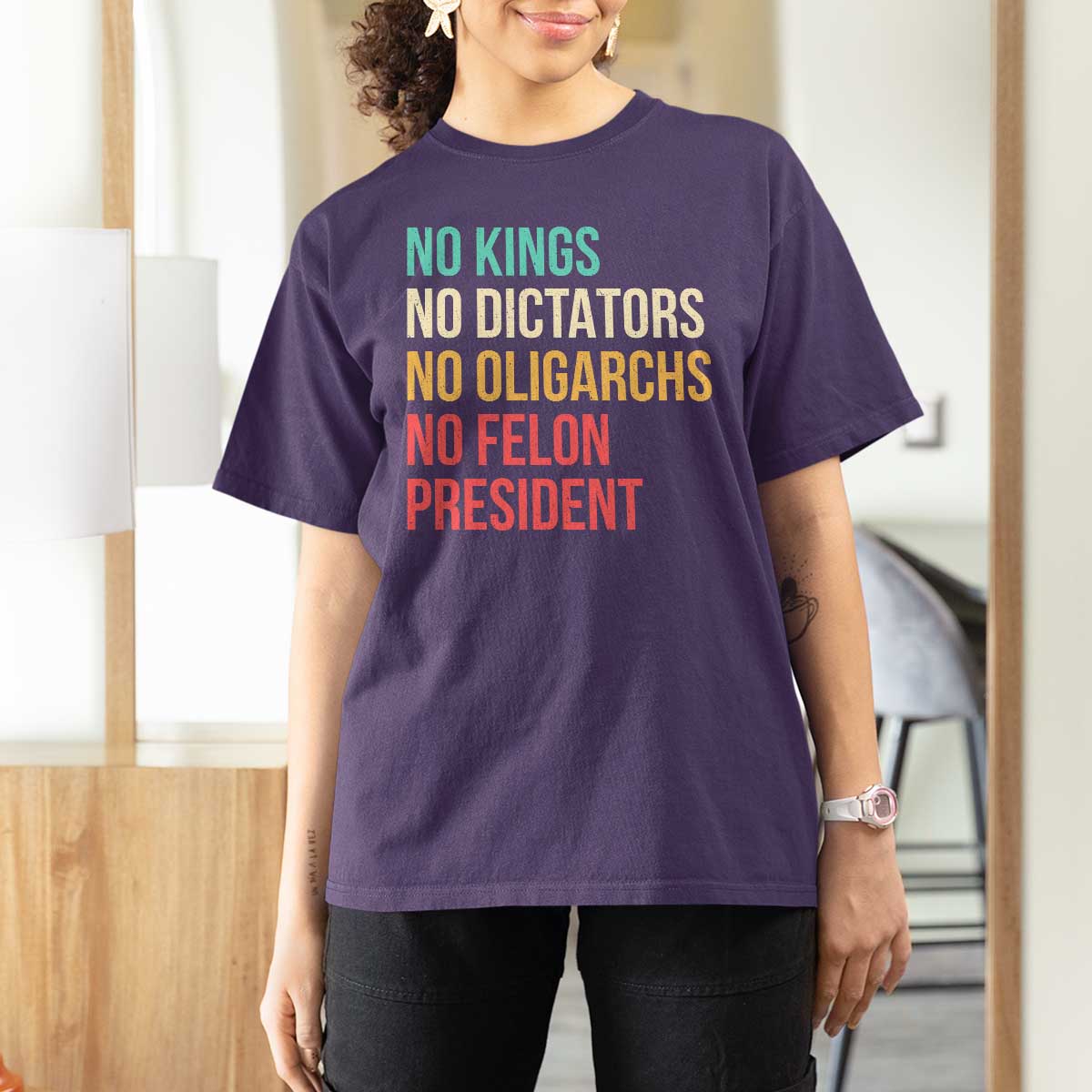 No Kings T Shirt For Women Retro Resistance