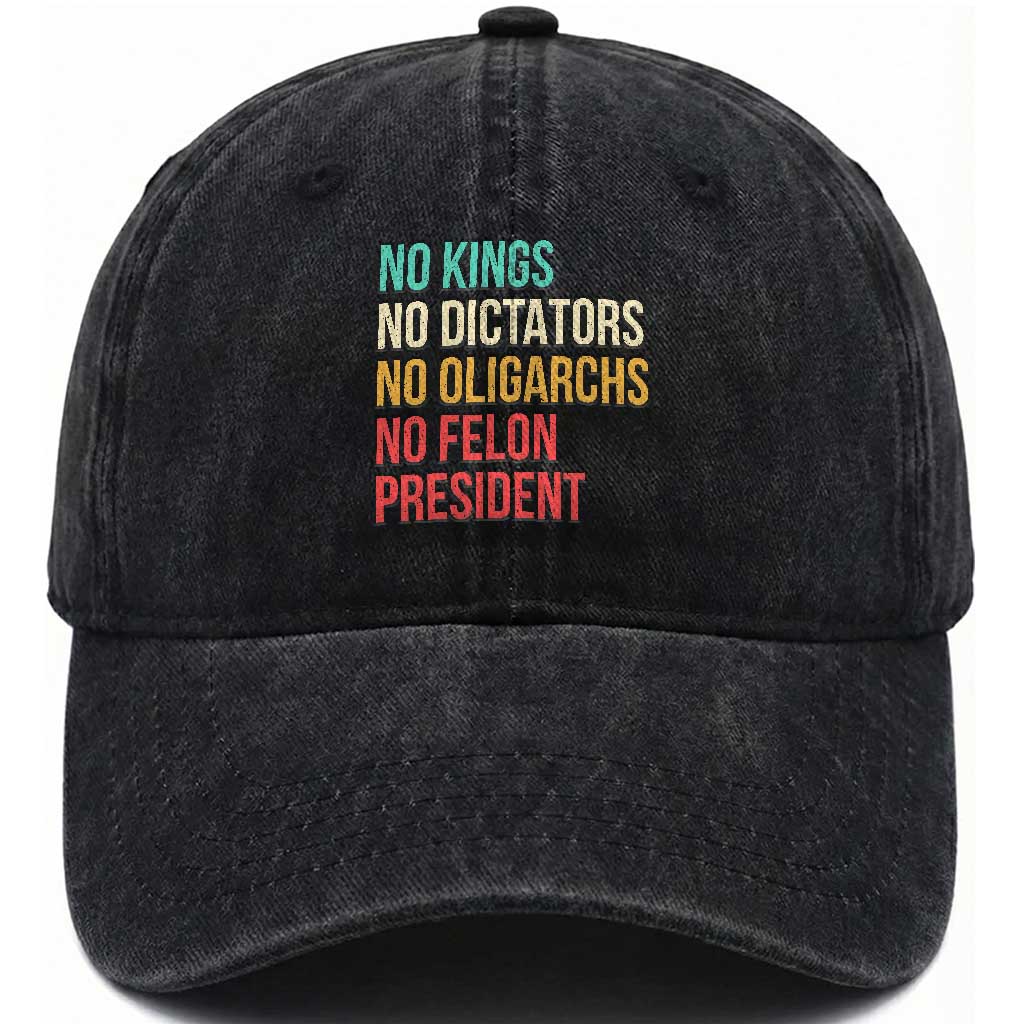 No Kings Washed Cotton Baseball Cap Retro Resistance
