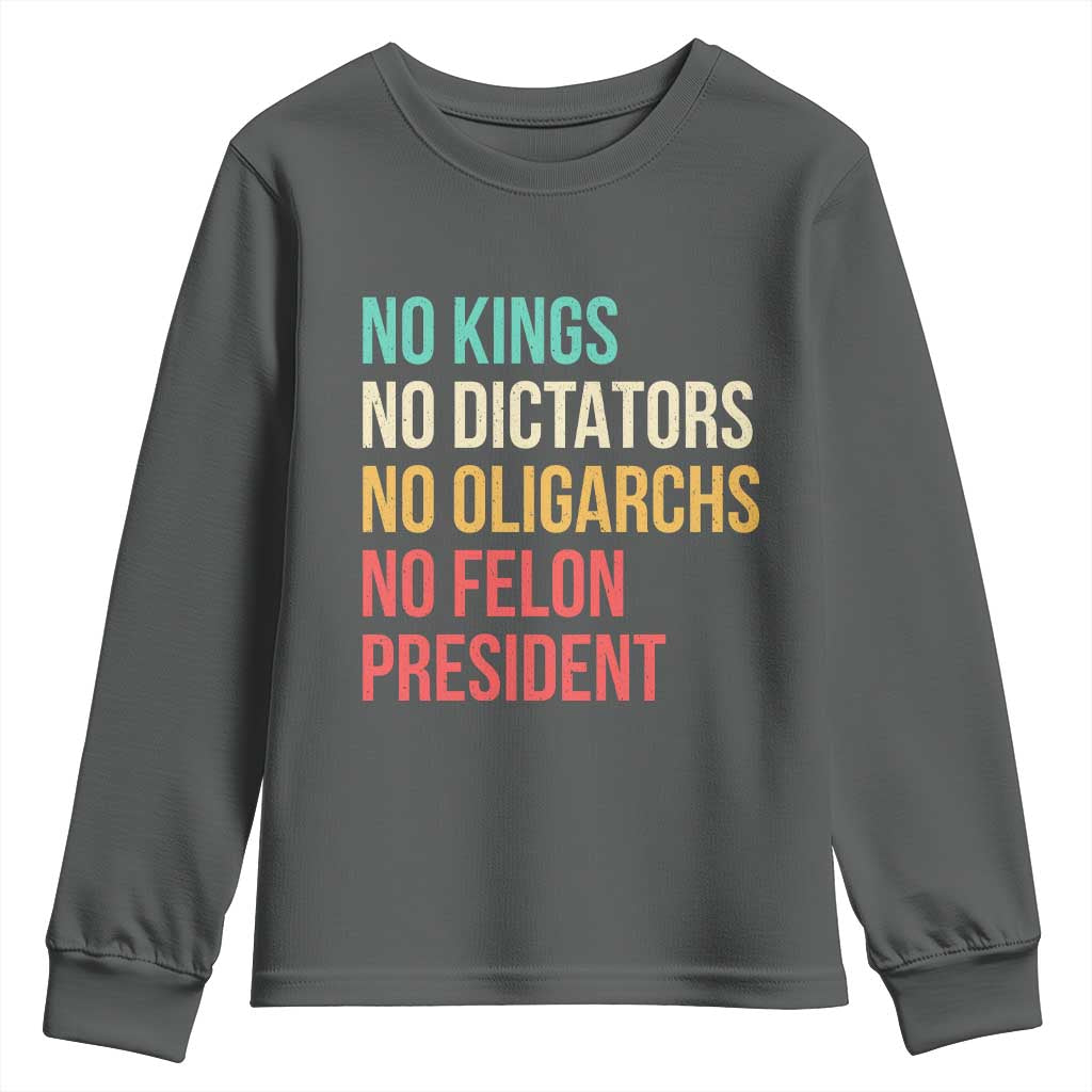 No Kings Youth Sweatshirt Retro Resistance