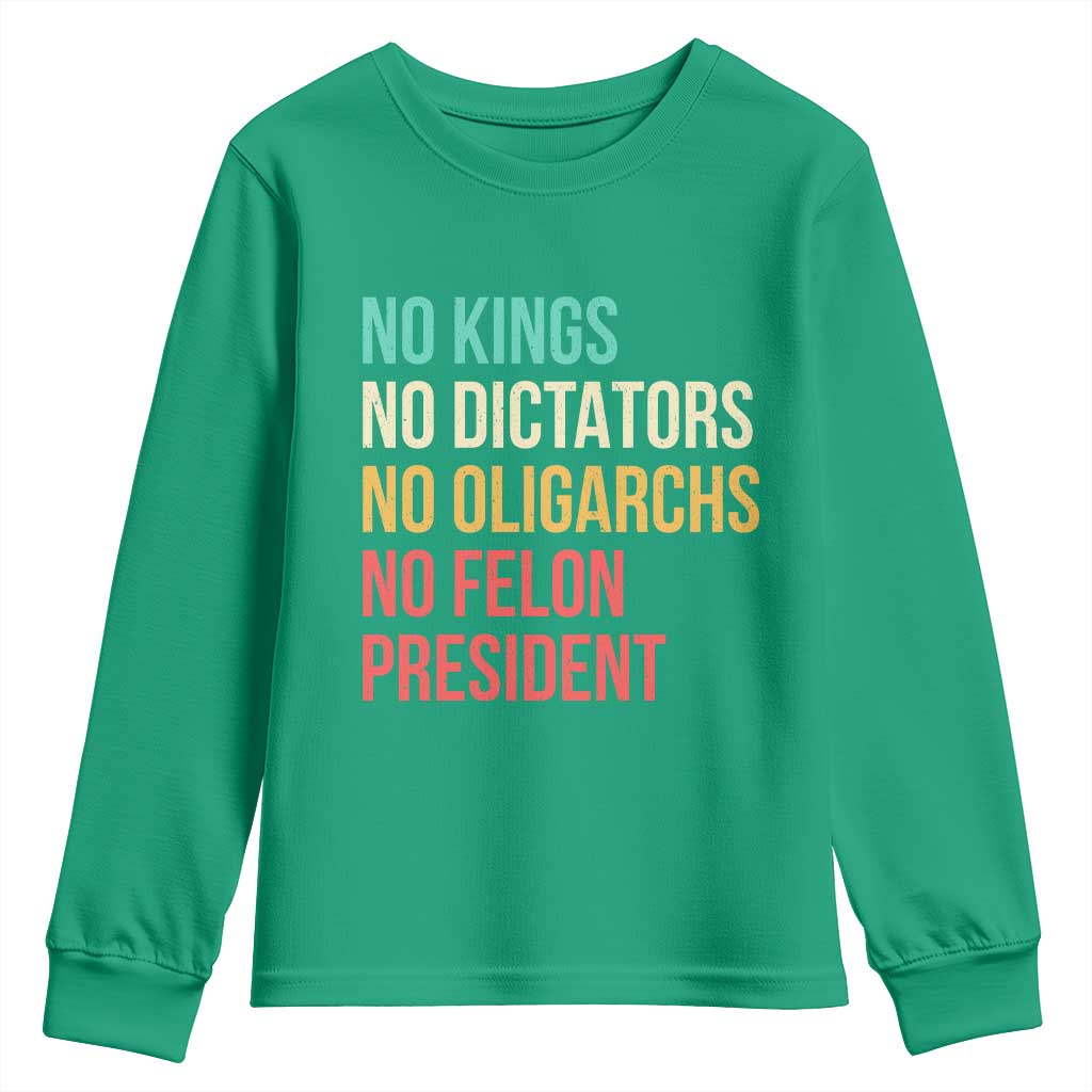 No Kings Youth Sweatshirt Retro Resistance