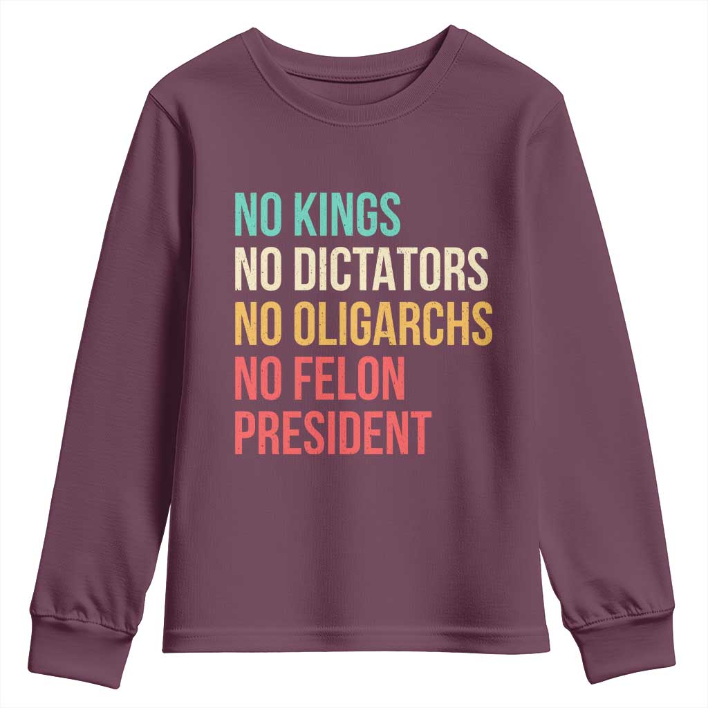 No Kings Youth Sweatshirt Retro Resistance