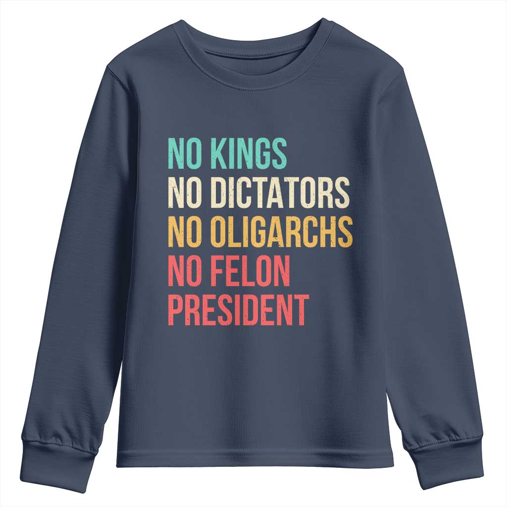 No Kings Youth Sweatshirt Retro Resistance