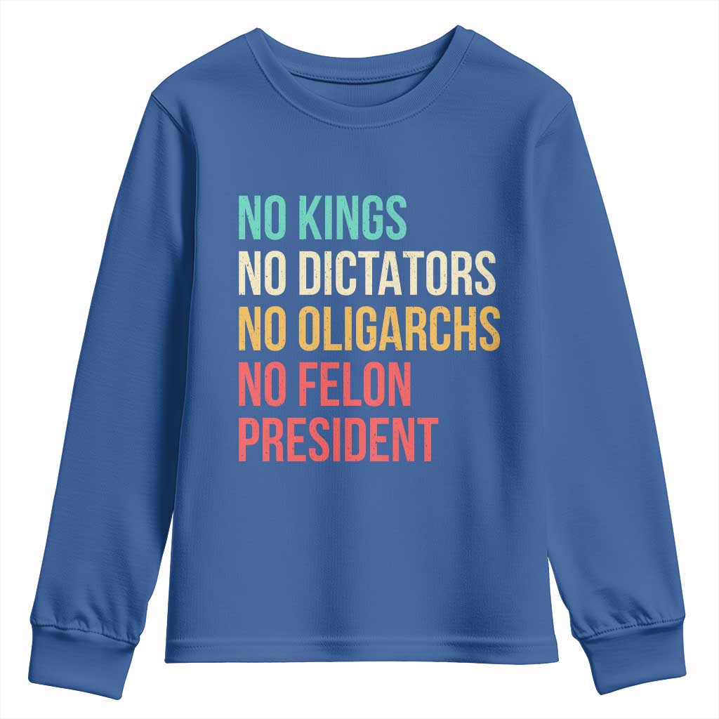 No Kings Youth Sweatshirt Retro Resistance