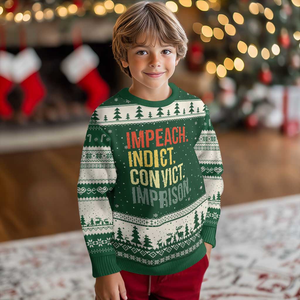Impeach Indict Convict Imprison Ugly Christmas Sweater Subtle FDT