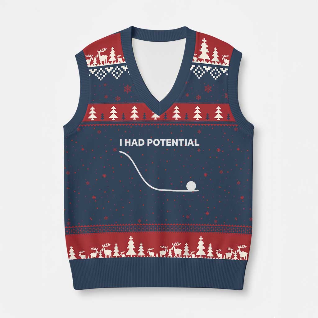 I Had Potential V-Neck Knit Sweater Vest Funny Sci Fi